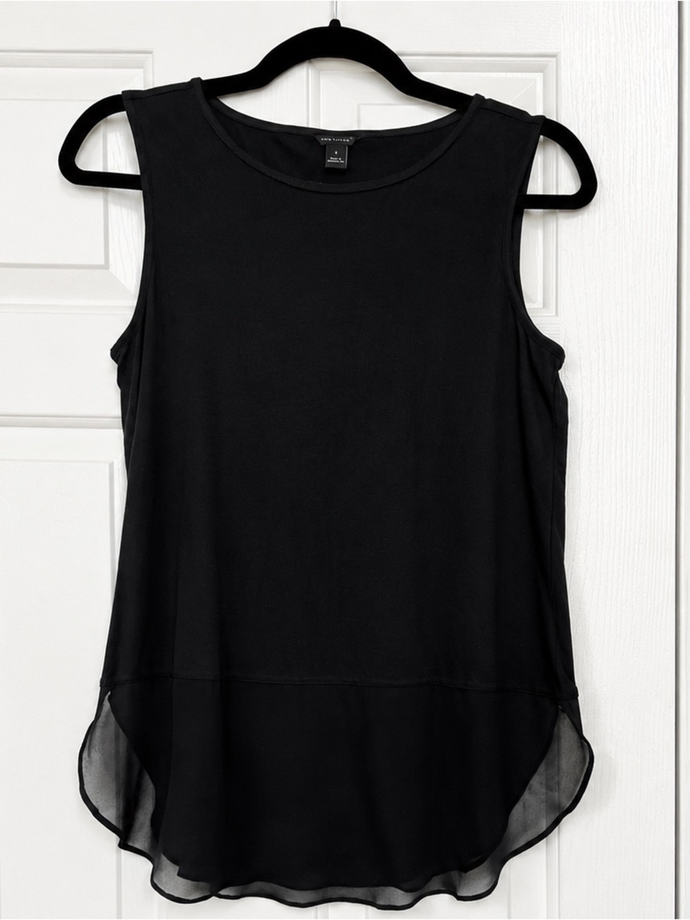 Ann Taylor Black Sleeveless Chiffon Hem Top